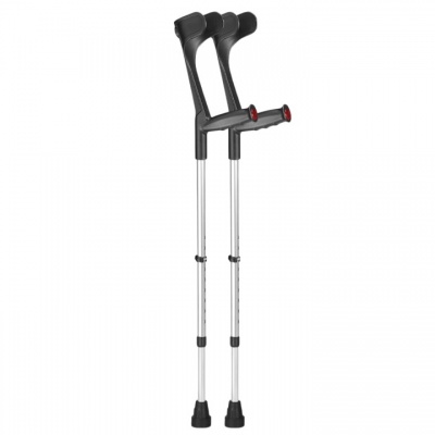 Ossenberg Classic Black Adjustable Open-Cuff Crutches (Pair)