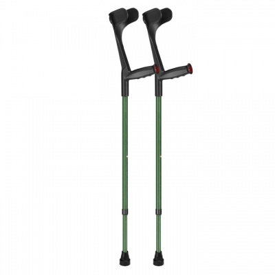 Ossenberg Green Open-Cuff Soft-Grip Adjustable Crutches (Pair)