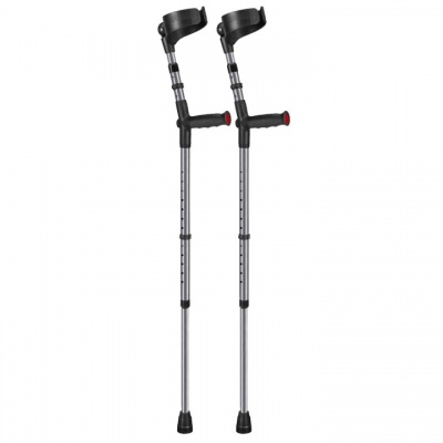 Ossenberg Grey Closed-Cuff Soft-Grip Double Adjustable Forearm Crutches (Pair)
