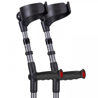 Ossenberg Grey Closed-Cuff Soft-Grip Double Adjustable Forearm Crutches (Pair)