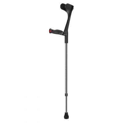 Ossenberg Grey Open-Cuff Comfort-Grip Adjustable Crutch (Left Hand)