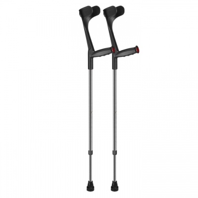 Ossenberg Grey Open-Cuff Soft-Grip Adjustable Crutches (Pair)