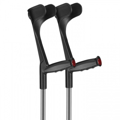 Ossenberg Grey Open-Cuff Soft-Grip Adjustable Crutches (Pair)