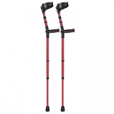 Ossenberg Metallic Red Closed-Cuff Soft-Grip Double Adjustable Forearm Crutches (Pair)