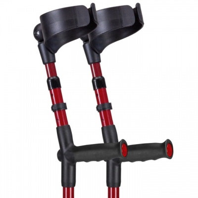 Ossenberg Metallic Red Closed-Cuff Soft-Grip Double Adjustable Forearm Crutches (Pair)