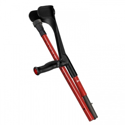 Ossenberg Open-Cuff Comfort-Grip Carbon Fibre Red Folding Crutch (Left Hand)