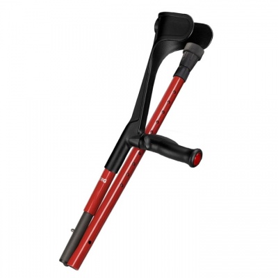 Ossenberg Open-Cuff Comfort-Grip Carbon Fibre Red Folding Crutch (Right Hand)