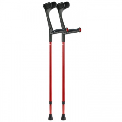 Ossenberg Open-Cuff Comfort-Grip Carbon Fibre Red Folding Crutches (Pair)