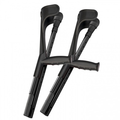 Ossenberg Open-Cuff Soft-Grip Carbon Fibre Black Folding Crutches (Pair)
