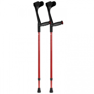 Ossenberg Open-Cuff Soft-Grip Carbon Fibre Red Folding Crutches (Pair)
