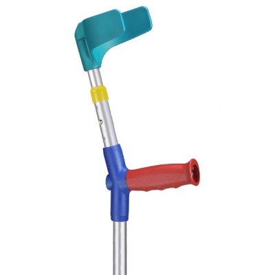 Ossenberg Open-Cuff Soft-Grip Double-Adjustable Junior Children's Crutch (Red Handle)