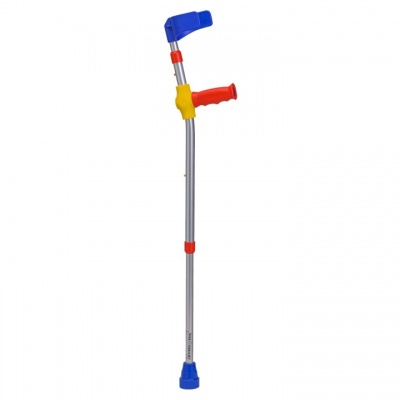 Ossenberg Open-Cuff Soft-Grip Double-Adjustable Children's Crutch (Red Handle)