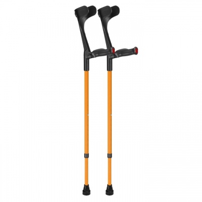Ossenberg Orange Open-Cuff Comfort-Grip Adjustable Crutches (Pair)