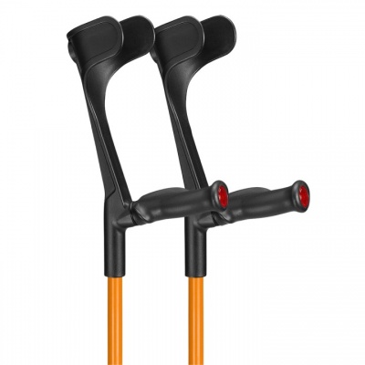 Ossenberg Orange Open-Cuff Comfort-Grip Adjustable Crutches (Pair)