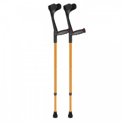 Ossenberg Orange Open-Cuff Soft-Grip Adjustable Crutches (Pair)