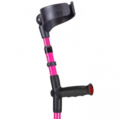Ossenberg Pink Closed-Cuff Soft-Grip Double Adjustable Forearm Crutch