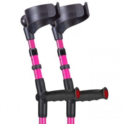 Ossenberg Pink Closed-Cuff Soft-Grip Double Adjustable Forearm Crutches (Pair)