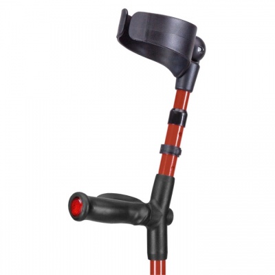 Ossenberg Red Closed-Cuff Comfort-Grip Double Adjustable Forearm Crutch (Left Hand)