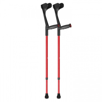 Ossenberg Red Open-Cuff Soft-Grip Adjustable Crutches (Pair)