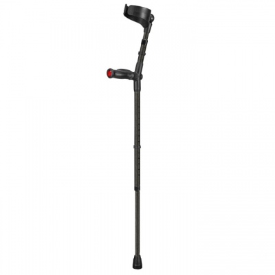 Ossenberg Textured Black Closed-Cuff Comfort-Grip Double Adjustable Forearm Crutch (Left Hand)