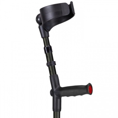 Ossenberg Textured Black Closed-Cuff Soft-Grip Double Adjustable Forearm Crutch