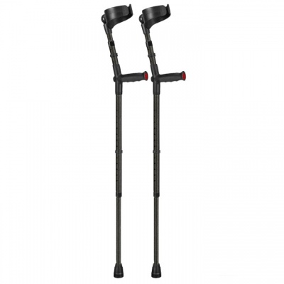 Ossenberg Textured Black Closed-Cuff Soft-Grip Double Adjustable Forearm Crutches (Pair)