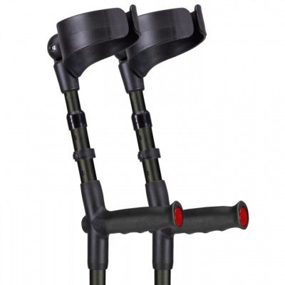 Ossenberg Textured Black Closed-Cuff Soft-Grip Double Adjustable Forearm Crutches (Pair)