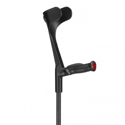 Ossenberg Textured Black Open-Cuff Comfort-Grip Adjustable Crutch (Right Hand)