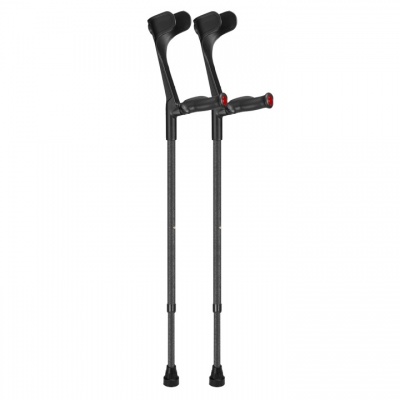 Ossenberg Textured Black Open-Cuff Comfort-Grip Adjustable Crutches (Pair)