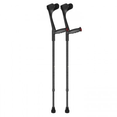 Ossenberg Textured Black Open-Cuff Soft-Grip Adjustable Crutches (Pair)
