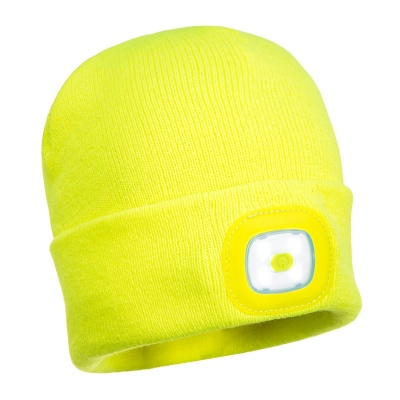 Portwest Yellow Beanie Hat with Rechargeable LED Light