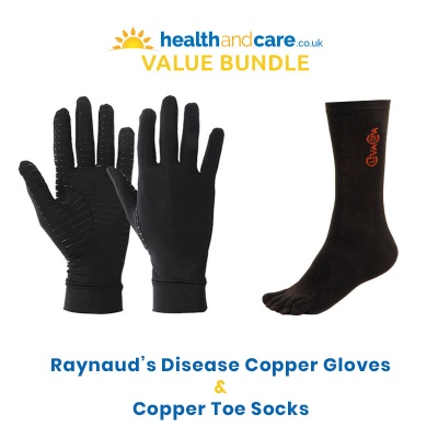Raynaud's Disease Copper Gloves and Copper Toe Socks Bundle