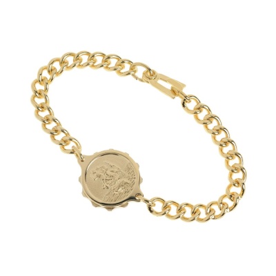 SOS Talisman Ladies Gold Tone St Christopher Medical ID Bracelet