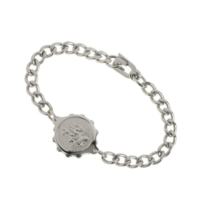 SOS Talisman Ladies Stainless Steel St Christopher Medical ID Bracelet