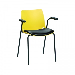Sunflower Medical Yellow Neptune Visitor Chair with Black Vinyl and Arms