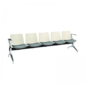 Sunflower Medical Ivory Five-Seat Modular Visitor Seating with Grey Vinyl Upholstery