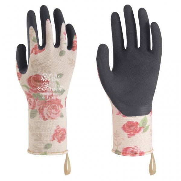 Towa WithGarden Luminus Rose-Patterned Premium Nitrile Gardening Gloves