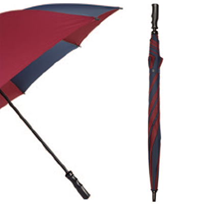 Burgundy and Blue Large-Canopy Windproof Golf Umbrella with Lightweight Fibreglass Shaft
