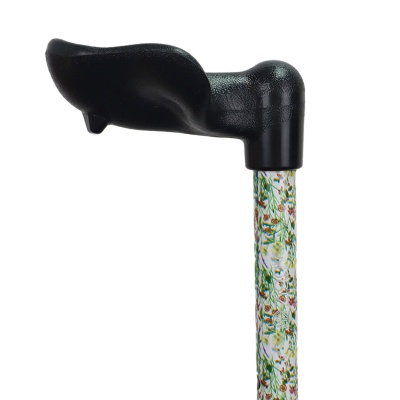 Wildflower-Pattern Anatomical-Handle Adjustable Walking Stick (Left Hand)