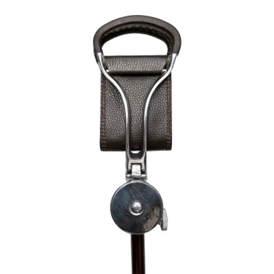 Adjustable Brown Promenade Walking Seat Stick with  Interchangeable Rubber or Spiked Ferrule