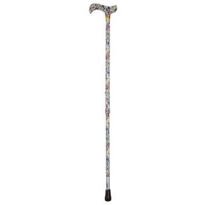 Adjustable Floral Patterned Derby Handle Walking Stick