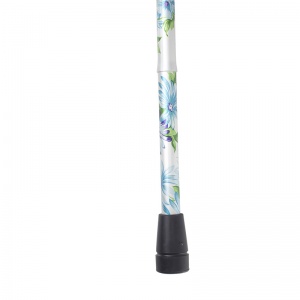 Adjustable Folding Elite Derby Handle Blue and Green Floral Walking Stick
