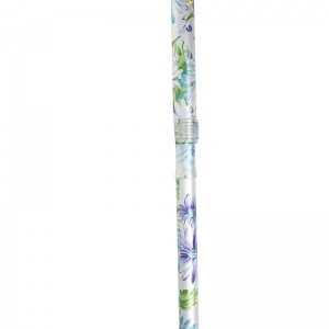 Adjustable Folding Elite Derby Handle Blue and Green Floral Walking Stick