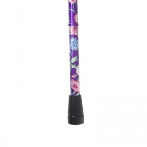 Adjustable Folding Elite Derby Handle Purple Floral Walking Stick