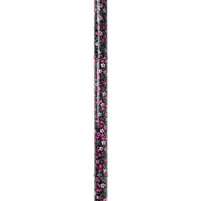 Adjustable Folding Fashion Value Derby Handle Black Floral Walking Cane