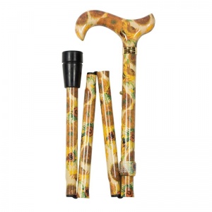 Adjustable Folding National Gallery Sunflowers Derby Handle Walking Cane