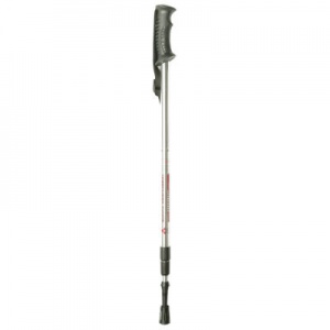 Silver Height-Adjustable Hiking Pole with Contoured Handle