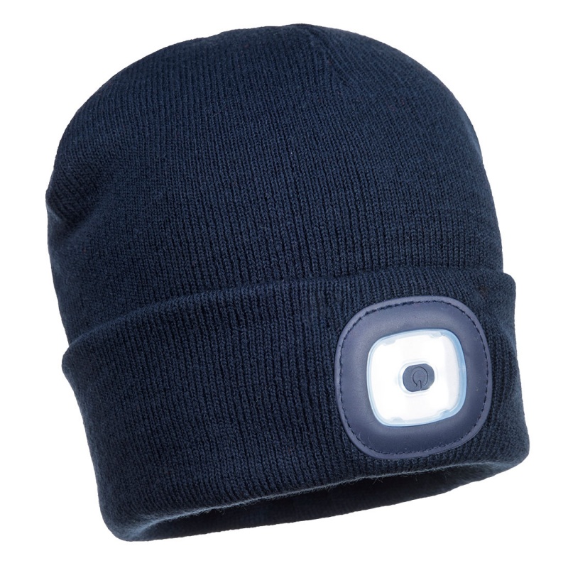Portwest Navy Beanie Hat with Rechargeable LED Light