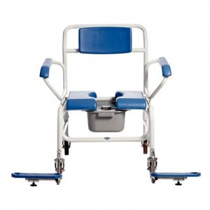 Bariatric Attendant-Wheeled  Shower Commode Chair with Butterfly Armrests