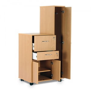 Bristol Maid Beech Bedside Cabinet with Right-Hand Wardrobe (Three Drawers)